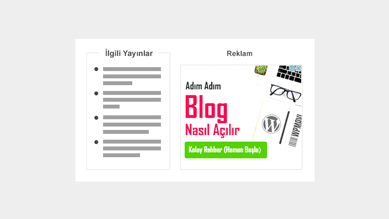 Blog Yayınları İçerisine Reklam ve İlgili Yayınlar Widget'i Nasıl Eklenir?