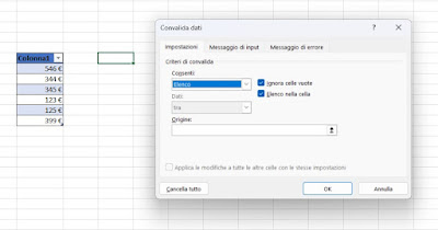 Menu a tendina Excel