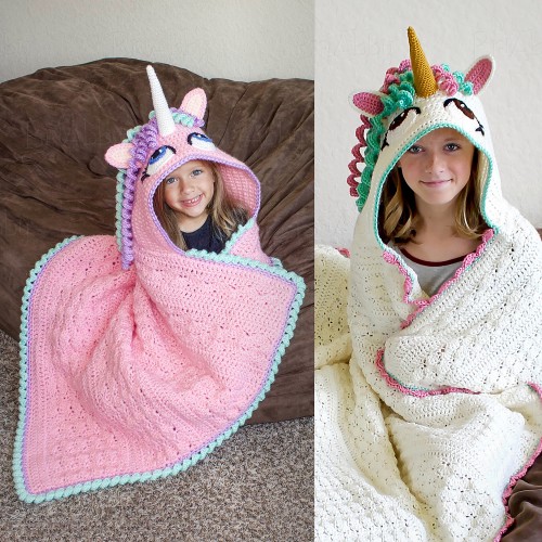 Hooded Unicorn Blanket - Crochet Pattern 