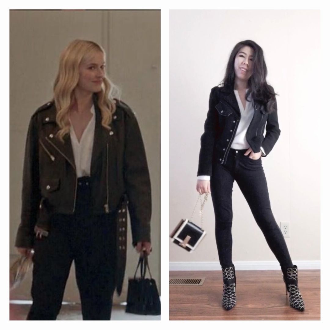 Adrienne Nguyen_Camille's Black Leather Jacket French Style with Black Pants_Parisian Style_French Girls