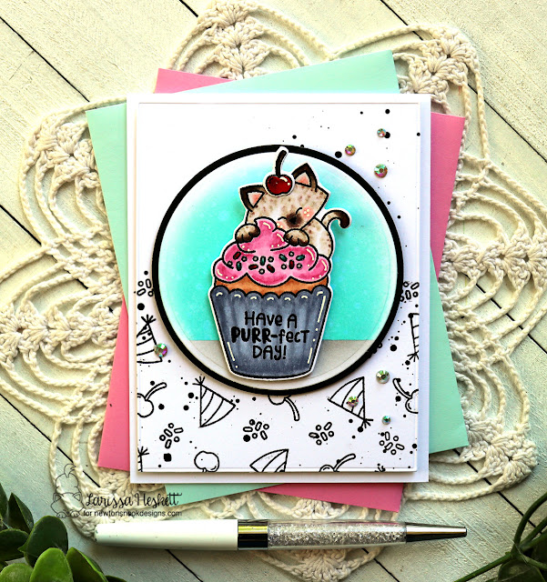 Birthday Cat and Cupcake Card by Larissa Heskett | Newton's Cupcake Stamp Set and Circle Frames Die Set by Newton's Nook Designs #newtonsnook #handmade