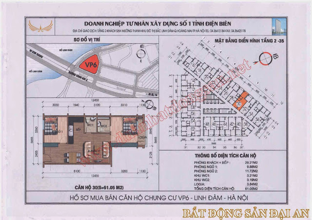 Mặt Bằng  Thiết Kế Căn Số 30 - Chung Cư VP6 Linh Đàm