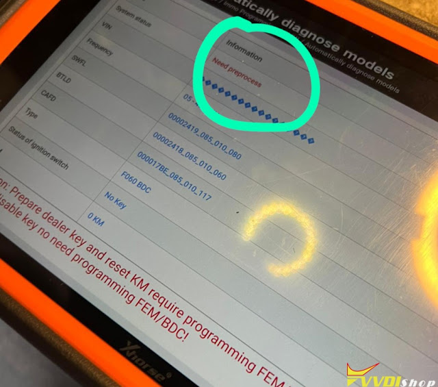 Xhorse VVDI Key Tool Plus FEM ‘Need Preprocess’ 1