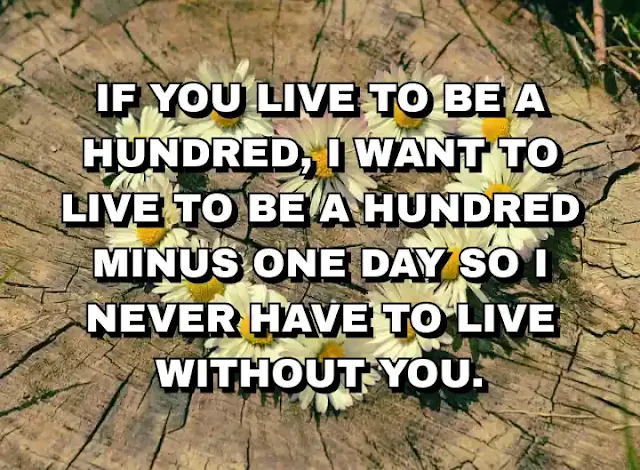 9. “If you live to be a hundred, I want to live to be a hundred minus one day so I never have to live without you.”