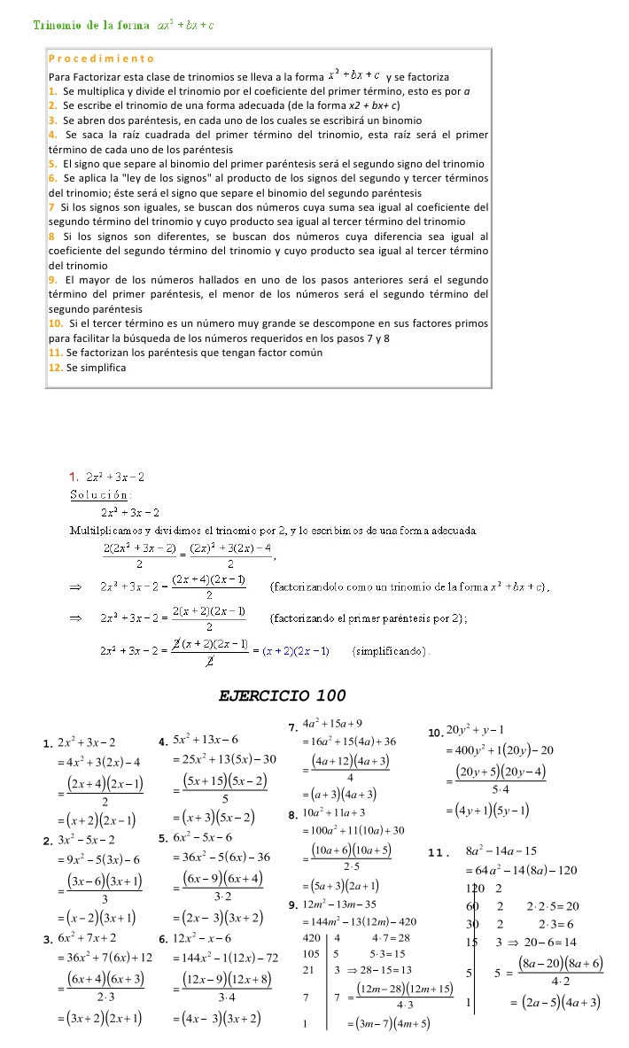 Matematicas Fundamentales Trinomio De La Forma Ax 2 Bx C