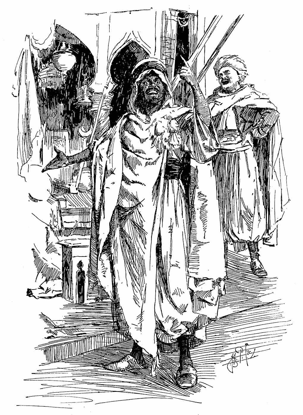 J. Bernard Partridge Illustration, a joking Arab salesman