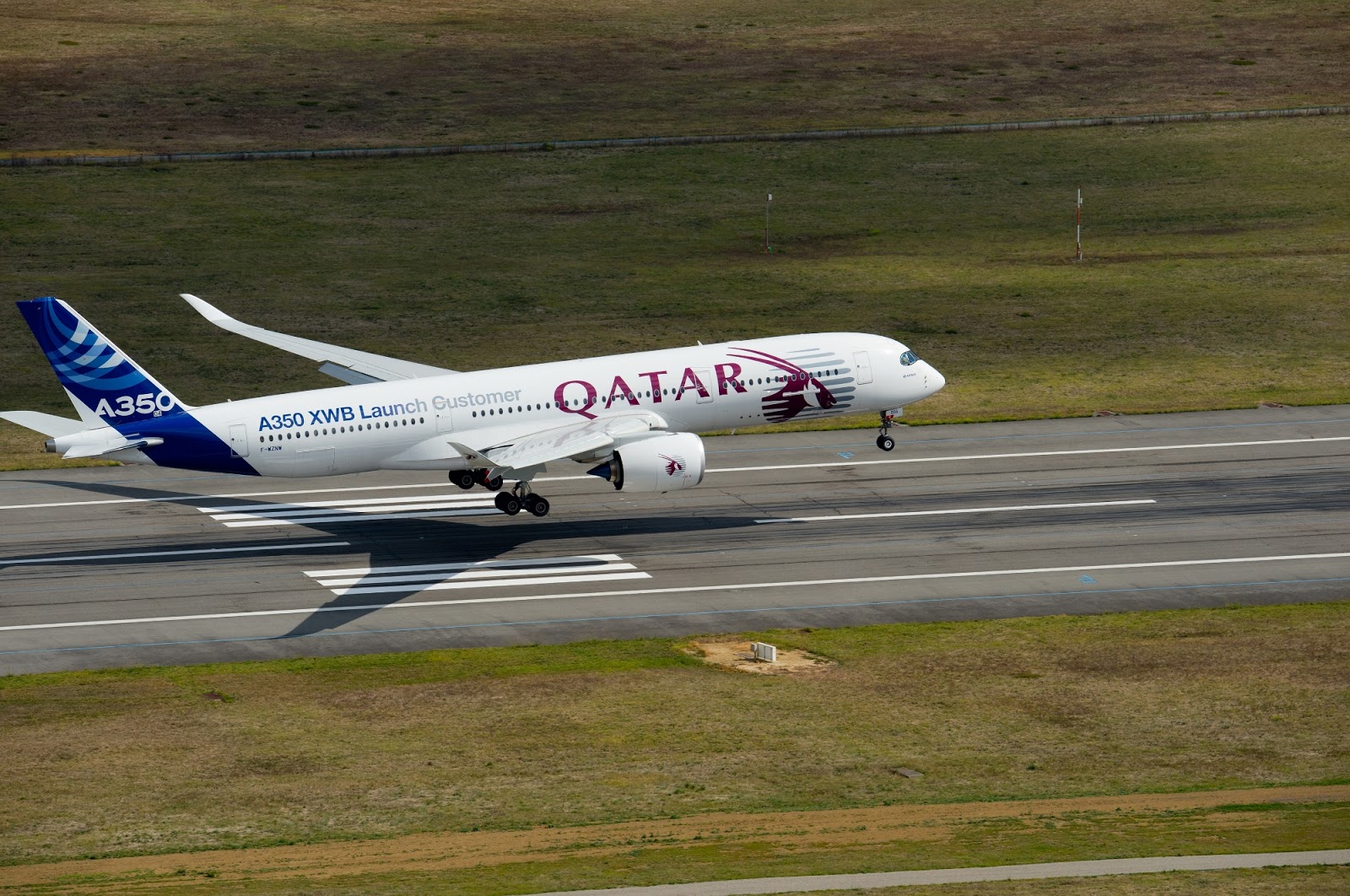  Qatar  Airways  Airbus A350 900 XWB First Flight in Livery  