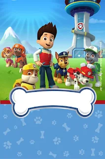 Paw Patrol in Red and Blue, Free Printable  Labels.