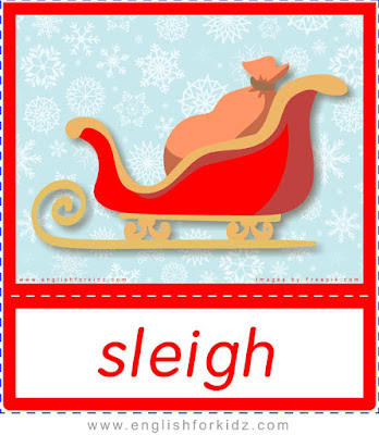 Sleigh, Christmas flashcards to learn English