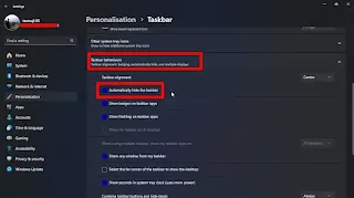 Cara Auto Hide Taskbar Windows 11