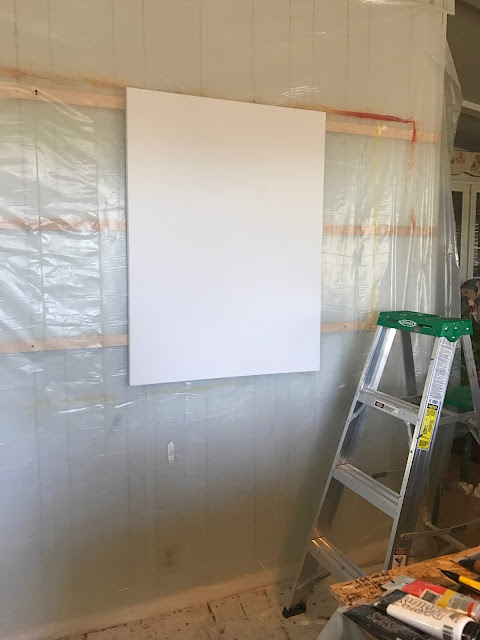 Painting wall with blank canvas