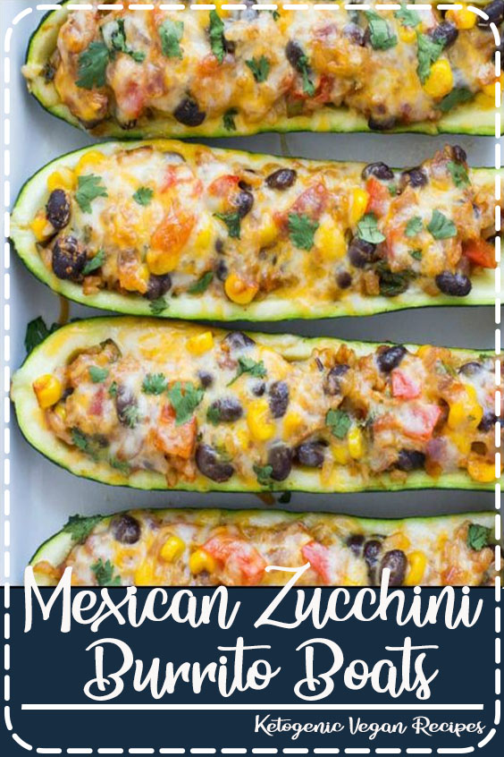 Mexican Zucchini Burrito Boats- a simple meatless meal packed with flavor! Less than 200 calories per boat! #vegetarian #glutenfree