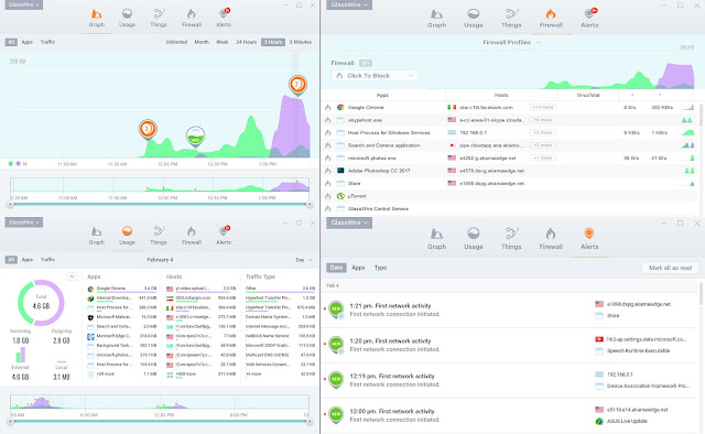 Glasswire user interface