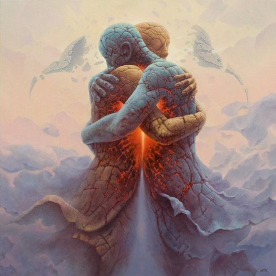 tomasz alen kopera pinturas surreais natureza anjos sombrios pedra e fogo