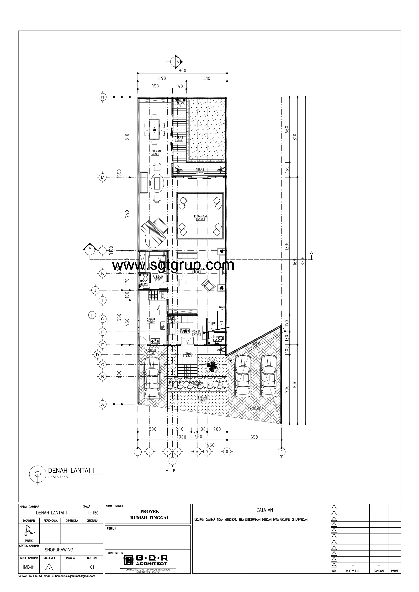 Jasa Desain Rumah Ibu Z Denah Lantai 1