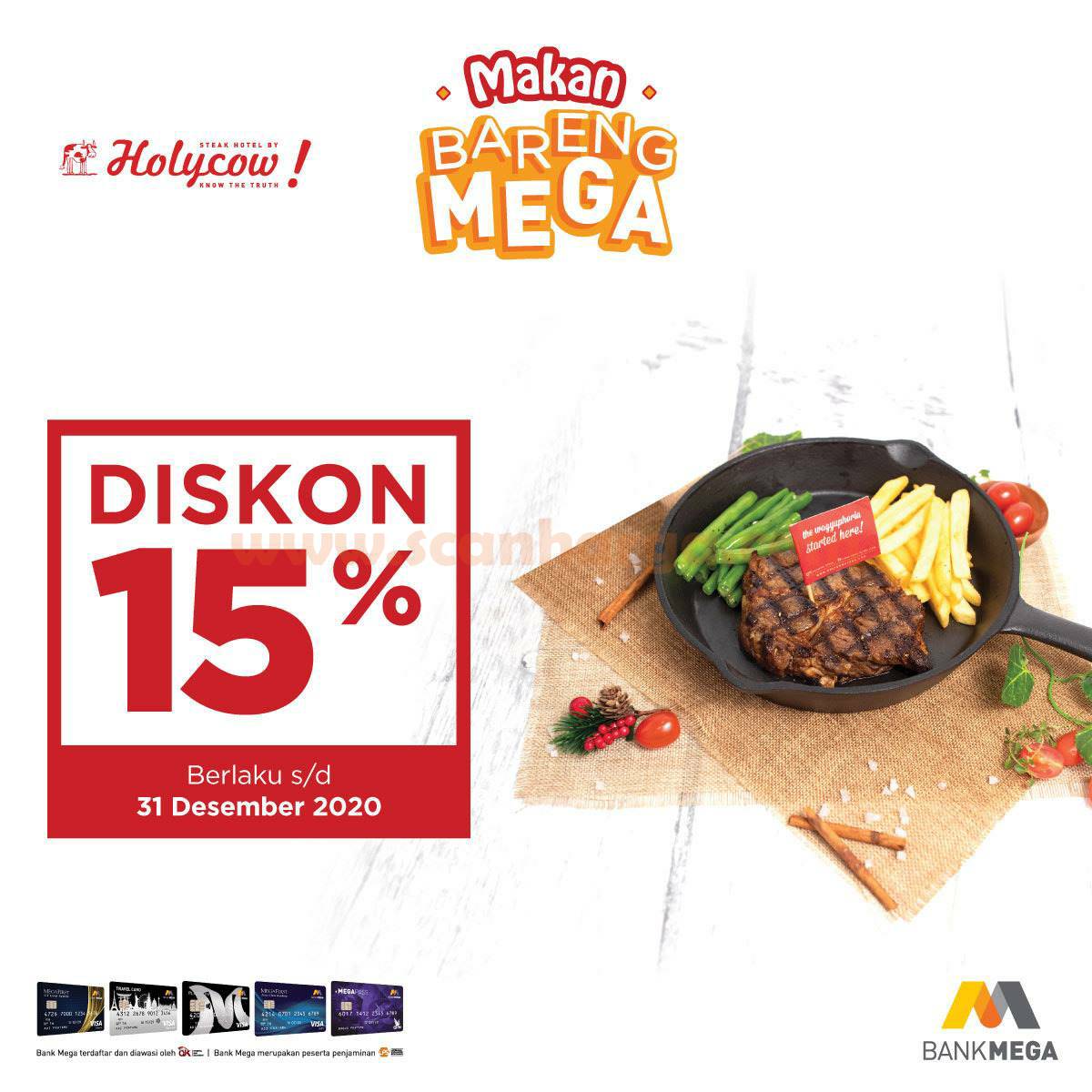 Promo Steak Hotel by Holycow Diskon 15% dengan Kartu Kredit & Debit Bank Mega