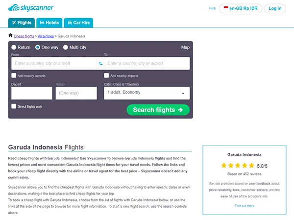 Tiket Pesawat Garuda Indonesia via Skyscanner
