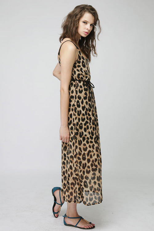 BeauBo Leopard Braided Strap Maxi Dress