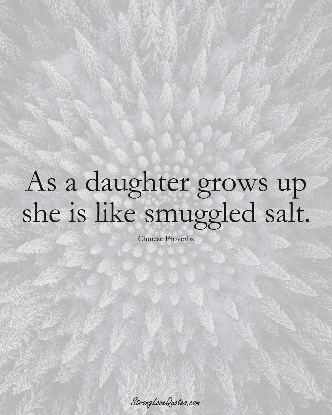As a daughter grows up she is like smuggled salt. (Chinese Sayings);  #AsianSayings