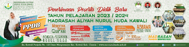 Banner PPDB Madrasah Aliyah Nurul Huda / sma  free template banner Untuk di Luar Ruangan