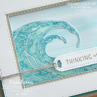 handmade sea-wave themed sympathy card using Stampin Up Waves of Inspiration stamp set and die bundle, Inspired Thoughts stamp set and Rectangle stitched dies. Card by Di Barnes - Independent Stampin Up Demonstrator in Sydney Australia - colourmehappy - stampinupcards - diecutting - stampsinkpaper