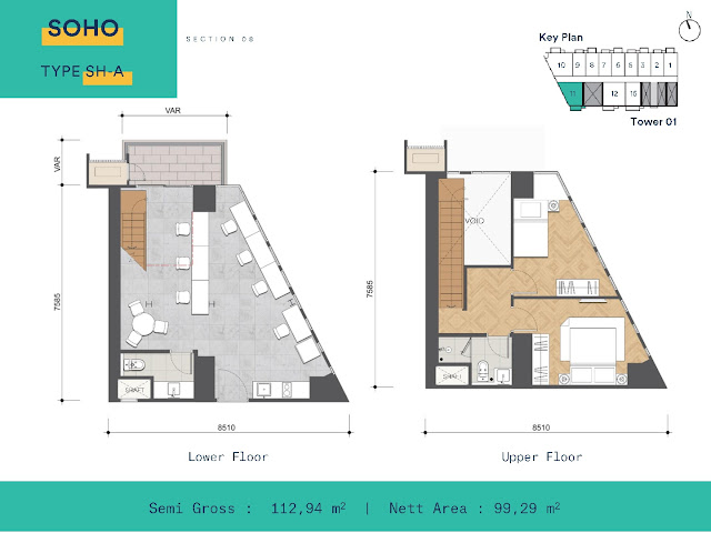 SOHO Upper west - Tipe 2 Bed Room