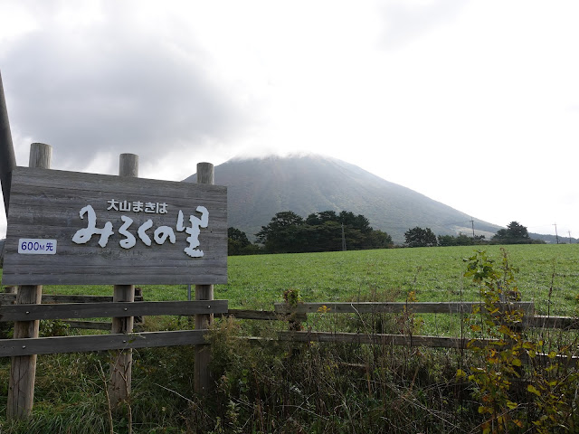 鳥取県道284号大山寺岸本線沿いの「大山まきばみるくの里」の看板