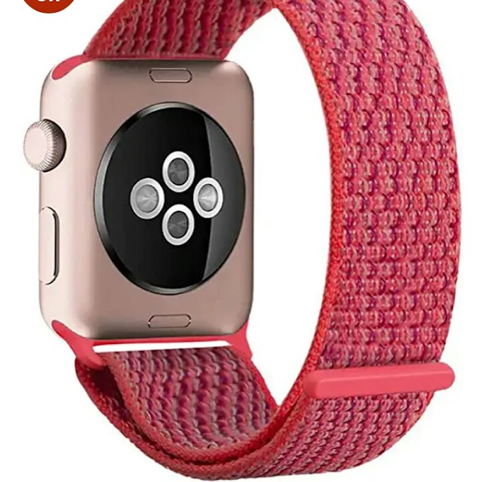 Kapa Woven Nylon Strap Watch Band Loop for iWatch Series 5/4 (44mm), Series 3/2/1 (42mm) - Pink