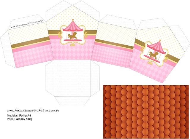 Carousel in Pink: Free Printable House Shapped Box.