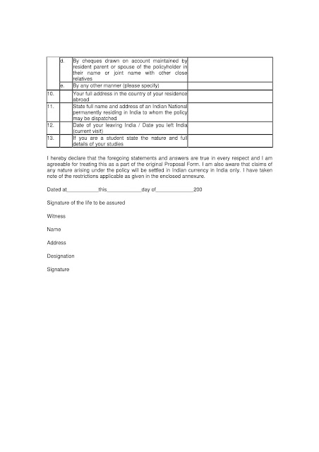 LIC forms download - LIC NRI Questionnaire from -