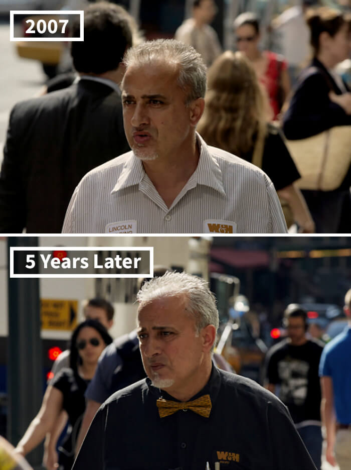 A Photographer Spent 9 Years Capturing The Same People On Their Way To Work To Show How They Change Over Time