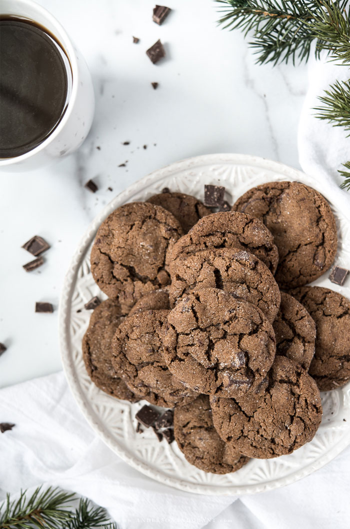 Chocolate Gingerbread Cookies on White plate