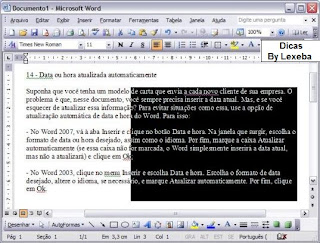 Word 2007, Dicas Word, Office 2007