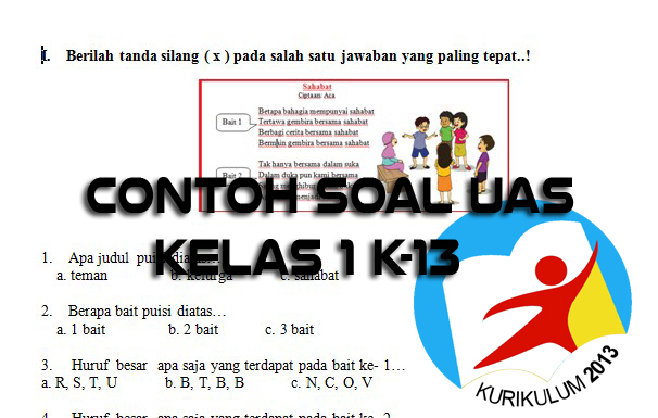 Contoh Soal UAS SD Kelas 1 Kurikulum 2013 Re   visi Tahun 2016 ~ Info ...