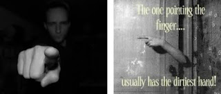 looks like a gun: finger pistol.                                  Here are 120 graphic depictions of the Gaslighter's use of finger pointing, a human metaphor of the gaslighter of all types. Finger pointing is the M.O. of the Gaslighter, but bias and hate is common in all society and hidden in every person!   