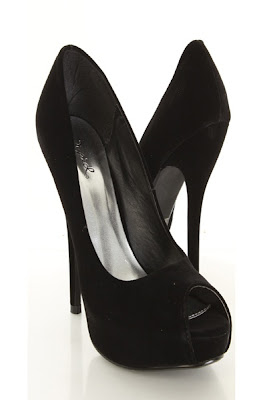 Black Velvet Peep Toe Covered Platform Sexy Pump Heels 