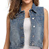 MISS MOLY Denim Vest for Women Button up Washed Cropped Sleeveless Jean Jacket