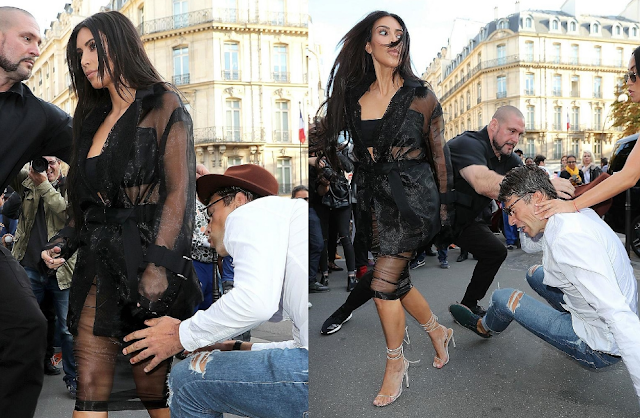 Kim Kardashian has butt kissed by journalist in Paris