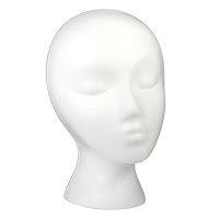 Fabric Covered Mannequin Head for displaying crochet hats by Over The Apple Tree