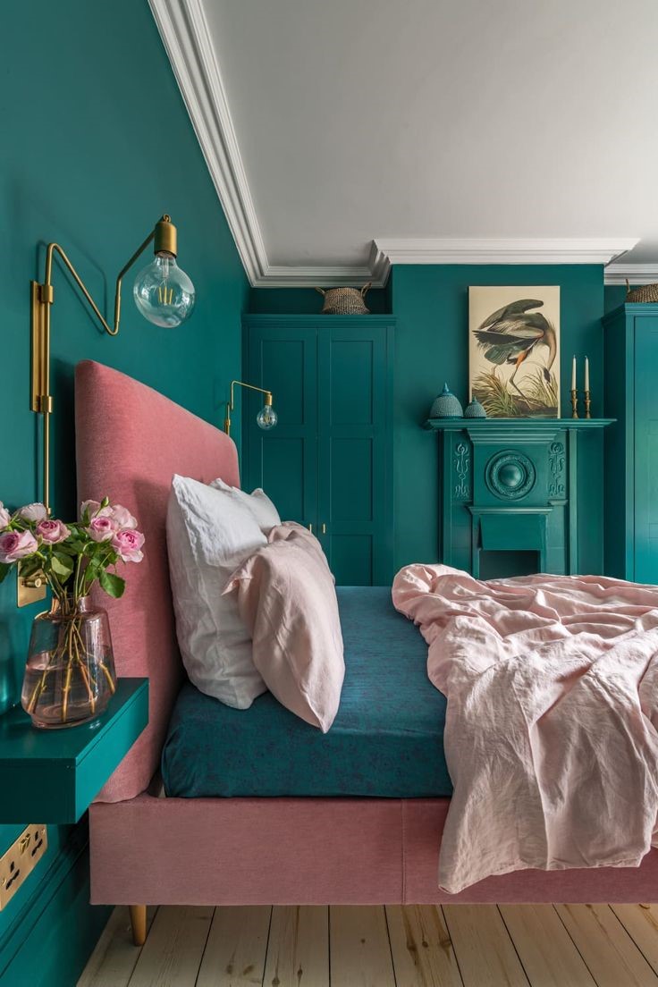 how to pair pink and teal wall paints