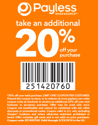 FREE IS MY LIFE: COUPON: Additional 20% off your @Payless purchase ...