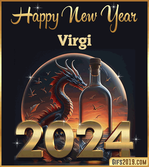 Dragon gif wishes Happy New Year 2024 Virgi