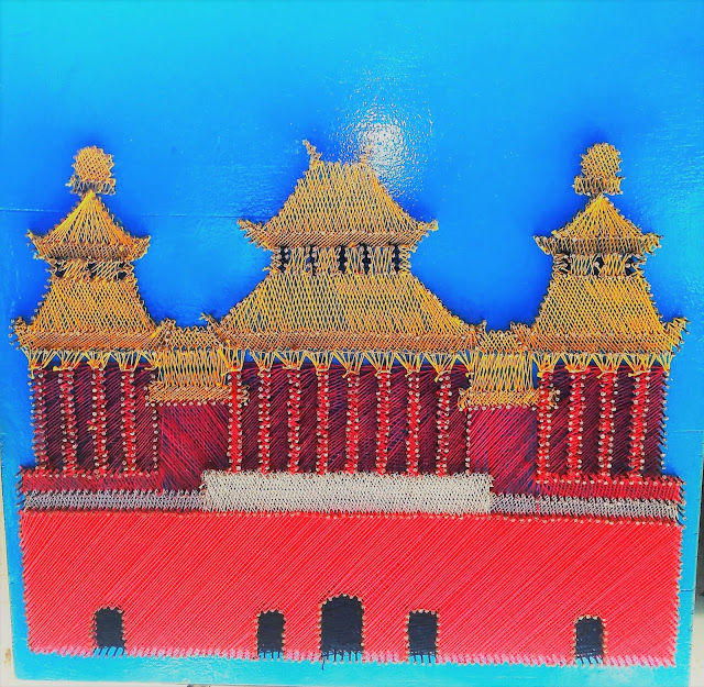 string art Chinese castle