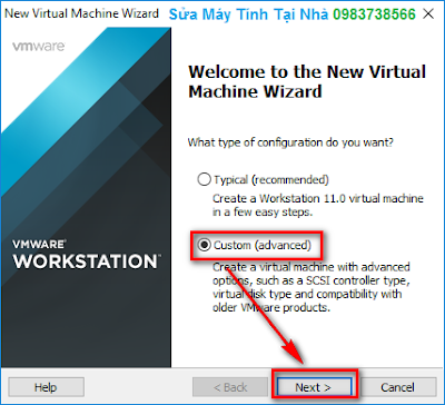 Chọn Custom rồi Next
