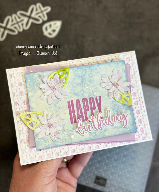 handmade card using the bubble technique and paper florist dies