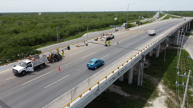 Concluye mantenimiento de puentes en la Mérida-Progreso