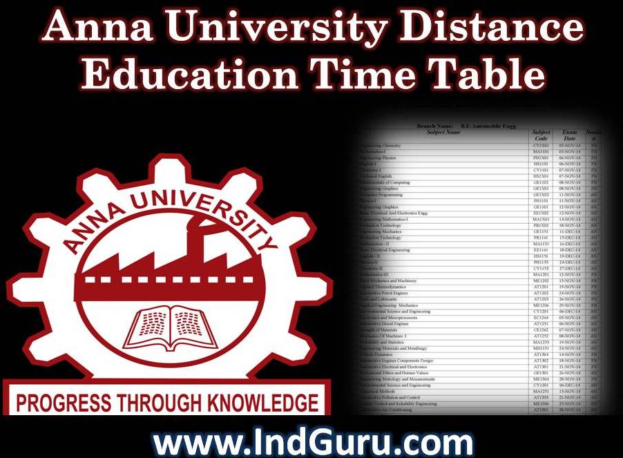 Anna University Distance Education Time Table