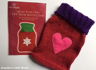 Knitted hot water bottle cover kit