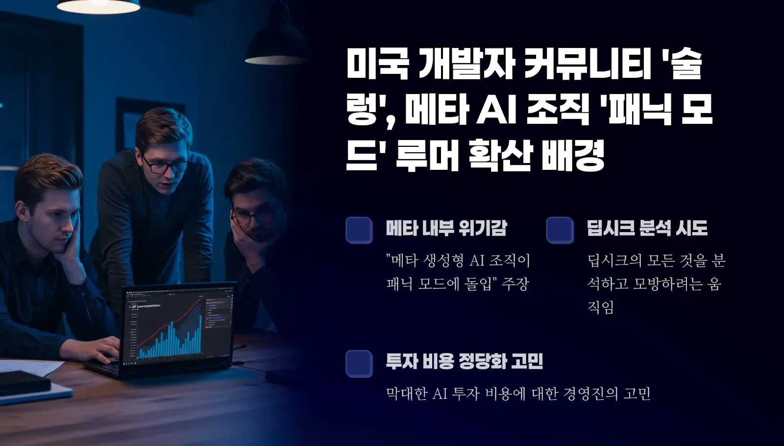 메타 AI 조직 패닉 모드 루머 확산, 미국 개발자 커뮤니티 술렁 배경