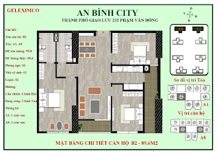 Mặt bằng thiết kế căn hộ B2 - 89m2 An Bình City